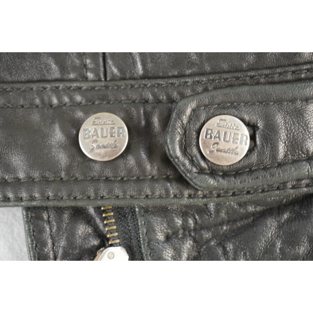 Vintage Eddie Bauer Soft Lamb Leather Full Zip Bomber Jacket Womens Large Black - Picture 14 of 14